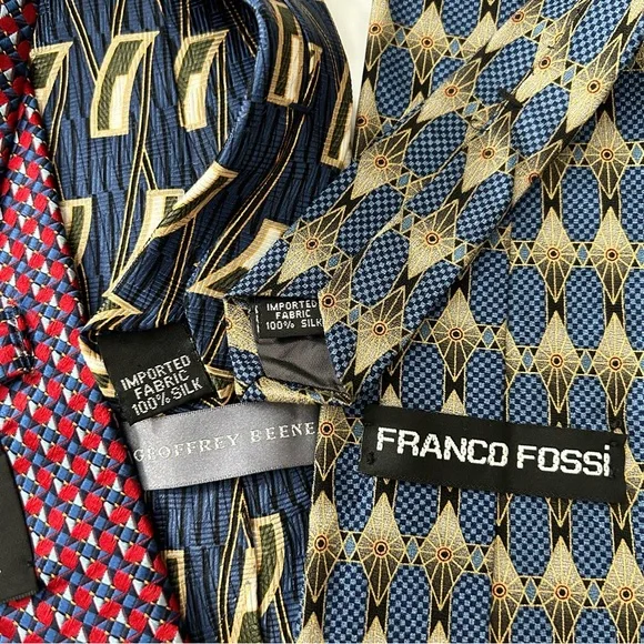 Set of 5 Blue Geometric Men’s Ties - Picture 2 of 4